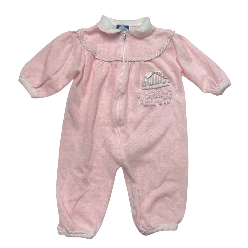 Vintage Carriage Boutiques Carousel Horse Zip Up Romper 3M Pink Coquette Retro